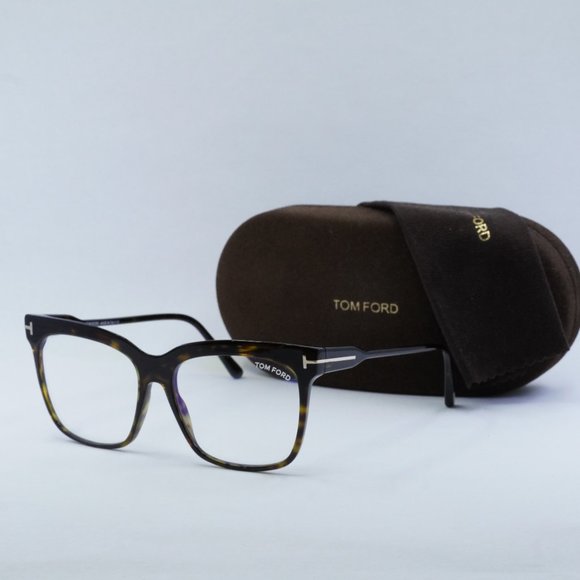 Tom Ford FT5768-B 052 Square Eyeglasses 54mm - Havana/Clear Blue Light Block - Picture 1 of 8